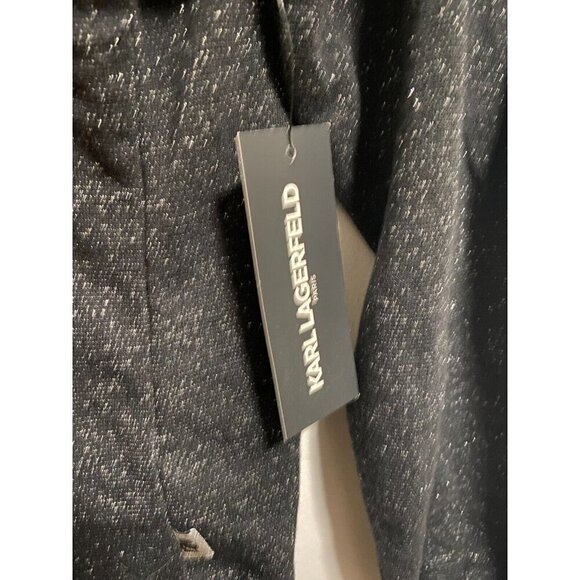 KARL LAGERFELD Puff-Sleeve Crew-Neck Sweater In Black/Silver Size XL - Picture 5 of 10